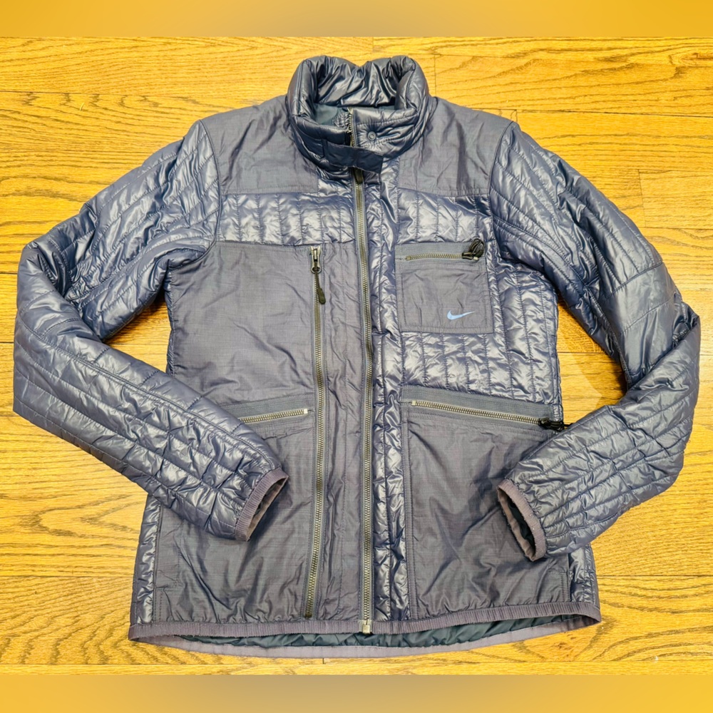 Nike Men’s Medium Lightweight Quilted Insulated Jacket Blue Full Zip